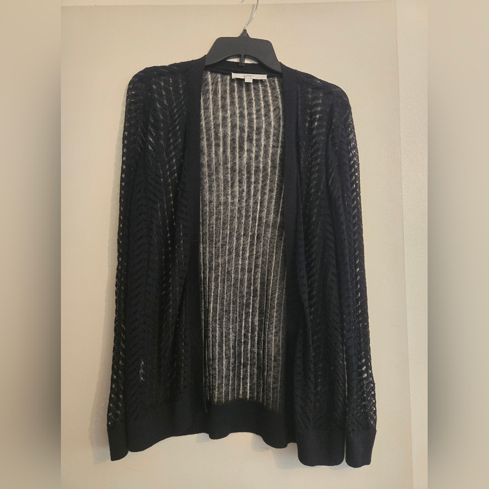 See Through Open-Front Women's Lightweight Knit Cardigan - Black